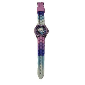 Accutime Women's Pink/Teal Silicone Analog Mermaid Black/Blue Dial Quartz Watch